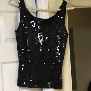 Black sequined top.